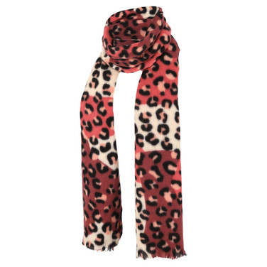 Ladies woven scarf Leopard Rood