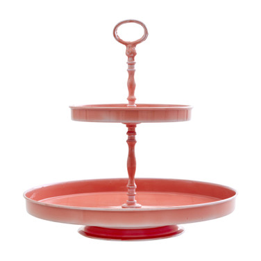 Painted Metal Etagere 2 Tier  Roze