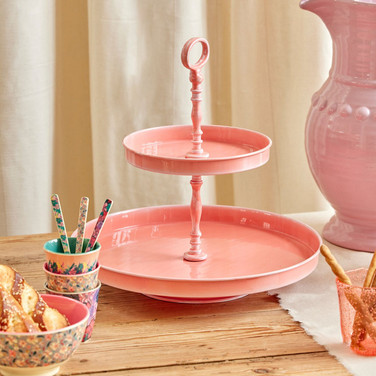 Painted Metal Etagere 2 Tier  Roze