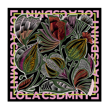 Satijnen sjaal met weelderige bladeren Multi