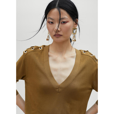 Trui met kruisdetail op de schouder Bruin 1