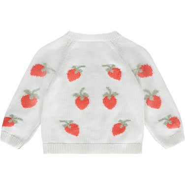 baby girls knitted cardigan strawberry aop Off White