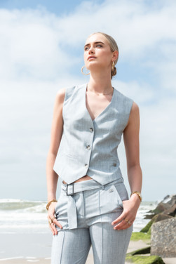 Kikia Gilet Melange Blauw