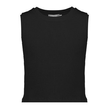 Top rib cropped sleeveless Zwart 1