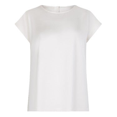 Blouse R-neck satin look Off White