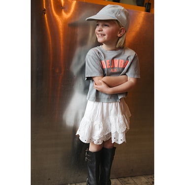 kids woven broderie skirt Wit 1