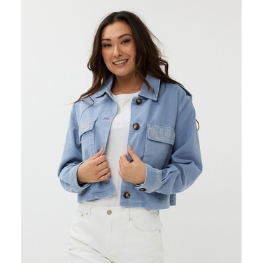 Jacket wide studs jeans Blauw