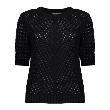 Pullover ajour short sleeves Zwart 1