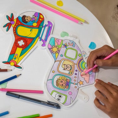 Opblaasbare Kleurplaat Vliegtuig en Heli Multi