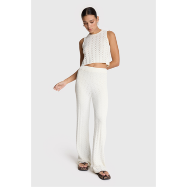 Ladies Knitted Ajour Pants Ecru