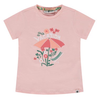 girls t-shirt short sleeve vacation Roze