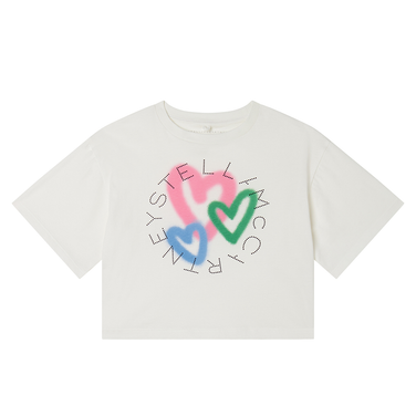 T-SHIRT CROPPED HEARTPRINT Off White