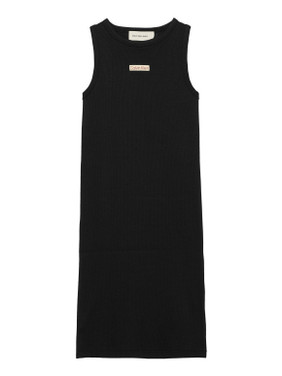 RIB SLEEVELESS DRESS Zwart 1