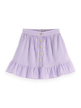 Textured cotton ruffle skirt Paars