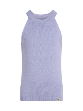 HALTERNECK KNITTED TOP Paars