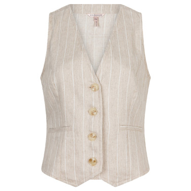 Gilet linen stripe Zand