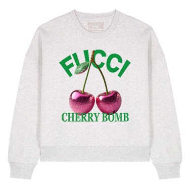 Boxy Sweater Fucci Cherry Bomb Grijs