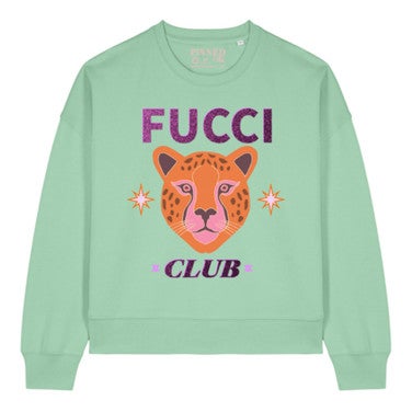 Boxy Sweater Tiger Club Lavender Glitter Pink Groen