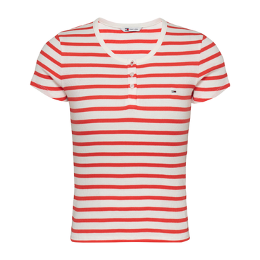 TJW Slim Button Rib -Neck SS Ecru