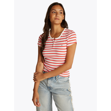 TJW Slim Button Rib -Neck SS Ecru