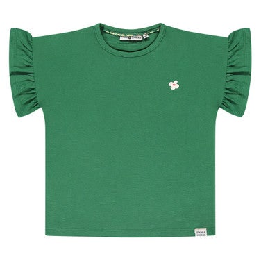 girls t-shirt short sleeve vacay ruffle Groen