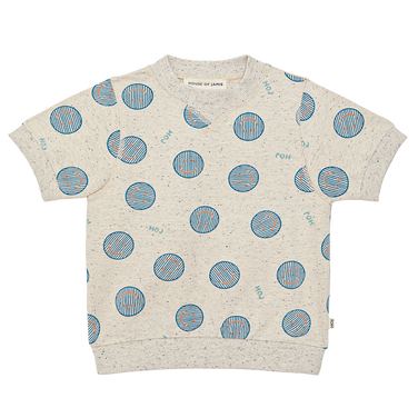 Ribbed Tee Smileys AOP Blauw