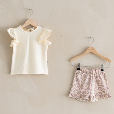 Ruffled Tee Solid Cream Off White