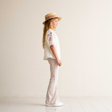 Flared Pants Floral AOP Peach Multi