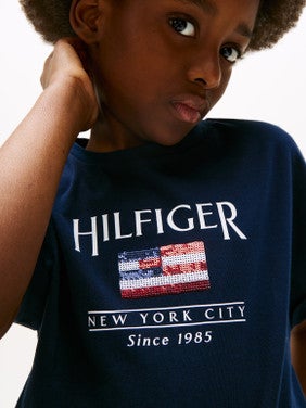 HILFIGER SEQUINS FLAG TEE Donker Blauw