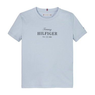 TOMMY SCRIPT TEE SS Licht Blauw