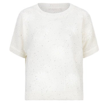 Sweater embroidery flowers Off White