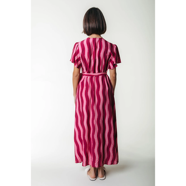 Ava Striped Real Wrap Maxi Dress SS Roze