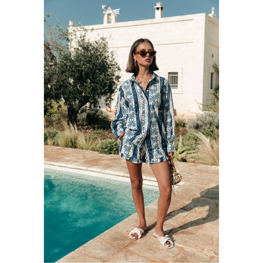 Sensa Palm Ruffle Short Blauw