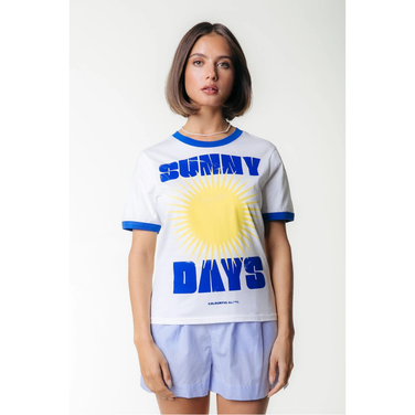 Sunny Days Ringer Boxy Tee Wit 1