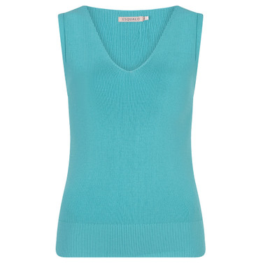 Top rib V-neck Sleeveless Blauw