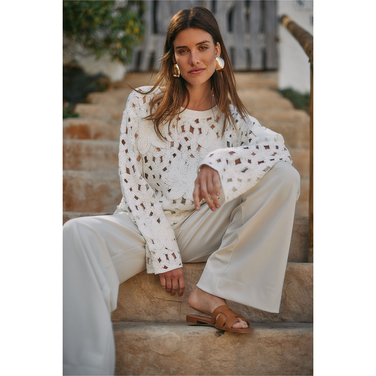 Amarey flower pullover Off White