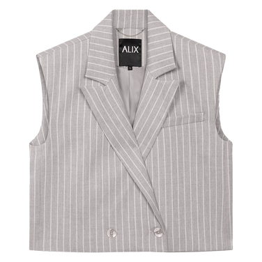 Ladies Woven Pinstripe Waistcoat Grijs