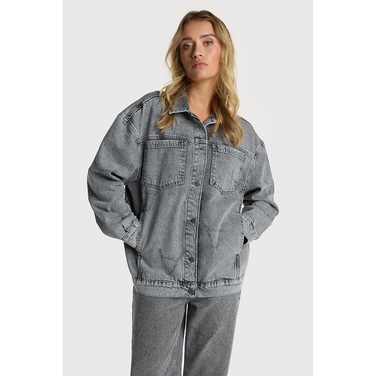 Ladies Woven Damaged Bull Jacket Grijs