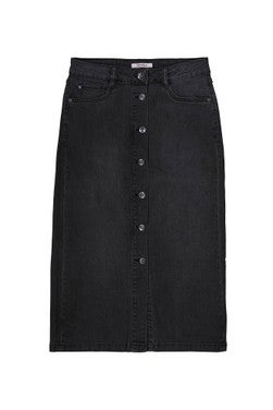 G50325 Ladies Midi Denim Skirt Zwart 1