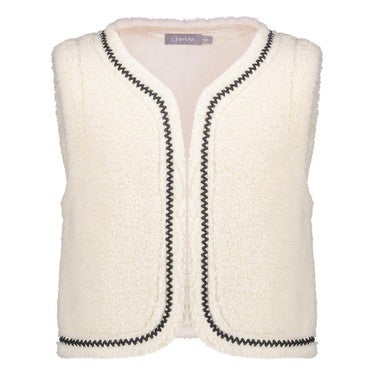 Gilet teddy embroidery Met Zigzag Stiksel Off White