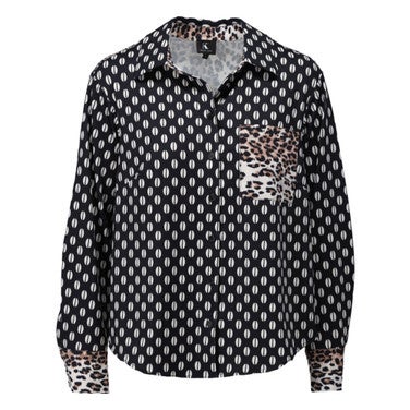 Blouse Met Stippen & Luipaardprint Blauw