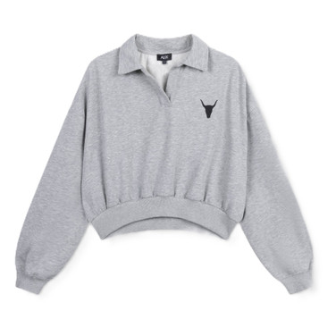 Ladies Knitted Polo Sweater Grijs