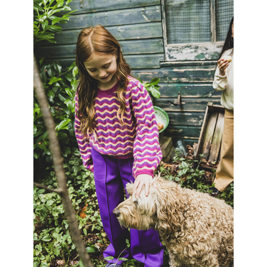 Little knit sweater fluffy zigzag Multi