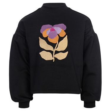 Little interlock sweater Flower Antraciet