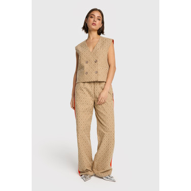 Ladies Woven Logo Pants Camel