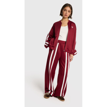 Ladies Knitted Training Sweat Pants Bordeaux