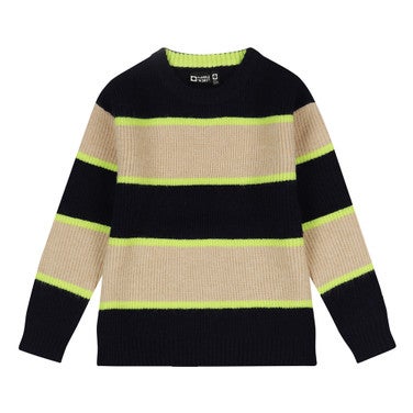 Slide Knitted Sweater Stripe Donker Blauw