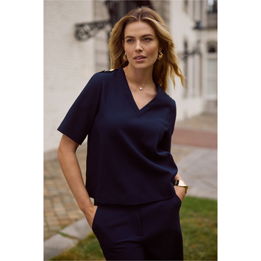 Sierra waffle top Donker Blauw