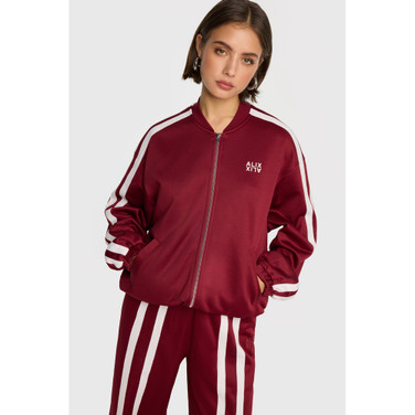 Ladies Knitted Trainings Sweat Jacket Bordeaux