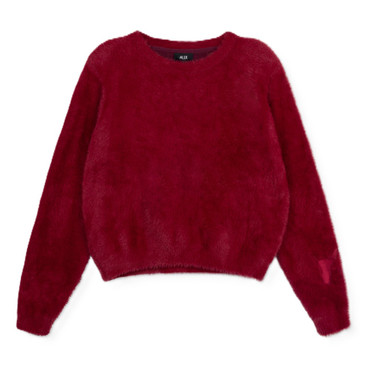 Ladies Knitted Mohair Pullover Bordeaux